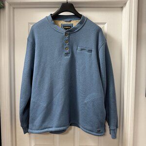 Stanley Henley Blue Sherpa Fleece Lined Waffle Knit Thermal thick top Men's XXL